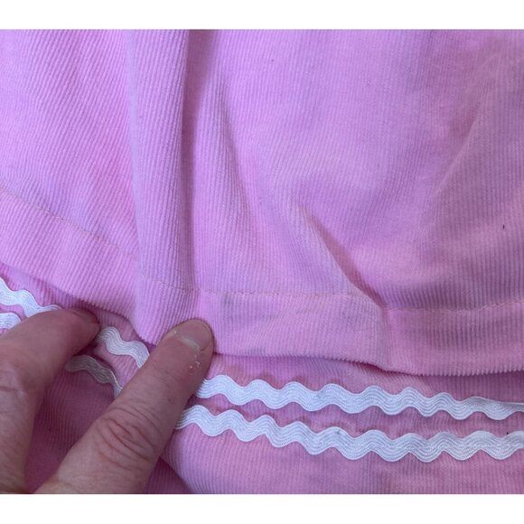 Smocked or Not Girls Dress 6 Pink Soft Corduroy Reindeer Long Rickrack - Picture 7 of 9